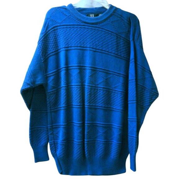 PGA Tour Size Regular M Mens Sweater Blue Acrylic Golf Style Textured Knit - Picture 2 of 4